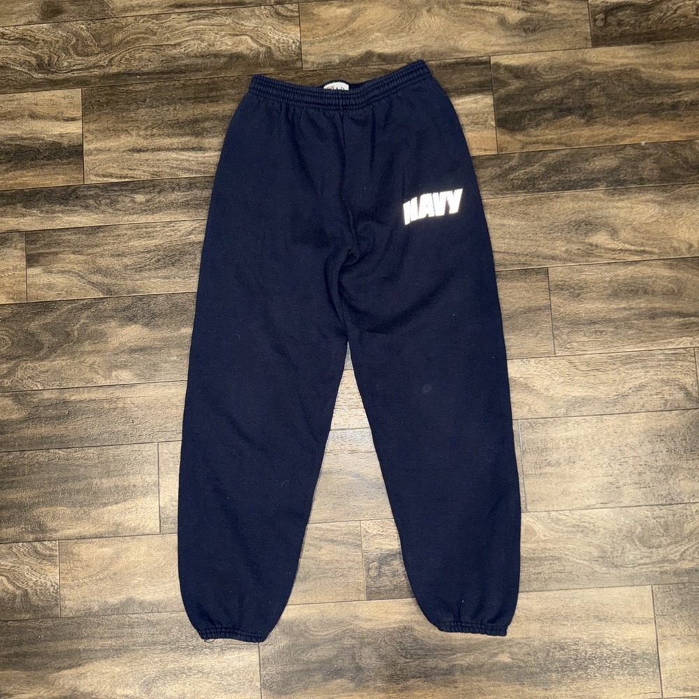 US NAVY Fleece Jogger Sweatpants Navy Blue Logo Workout Gear Men's Size Medium